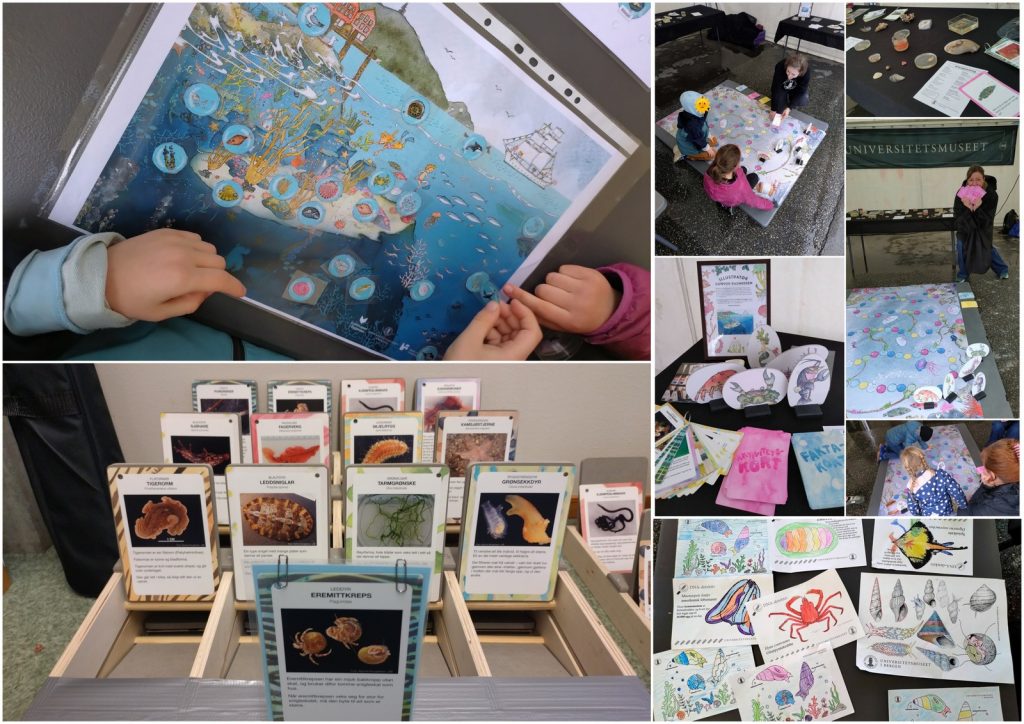 collage showing the activities described in the text; the drawings are in a fun, colourful, watercolour style